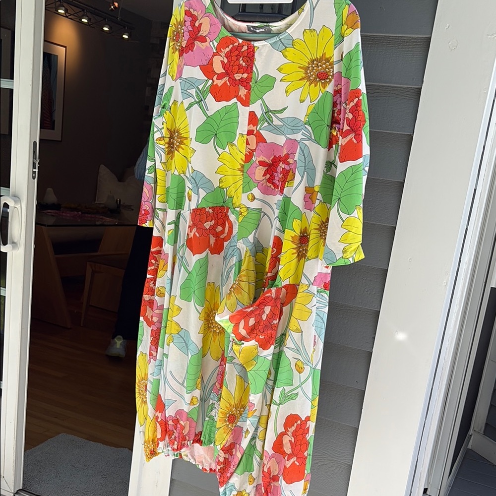 Alembika multicolored Long Sleeve Sundress with Crew Neck